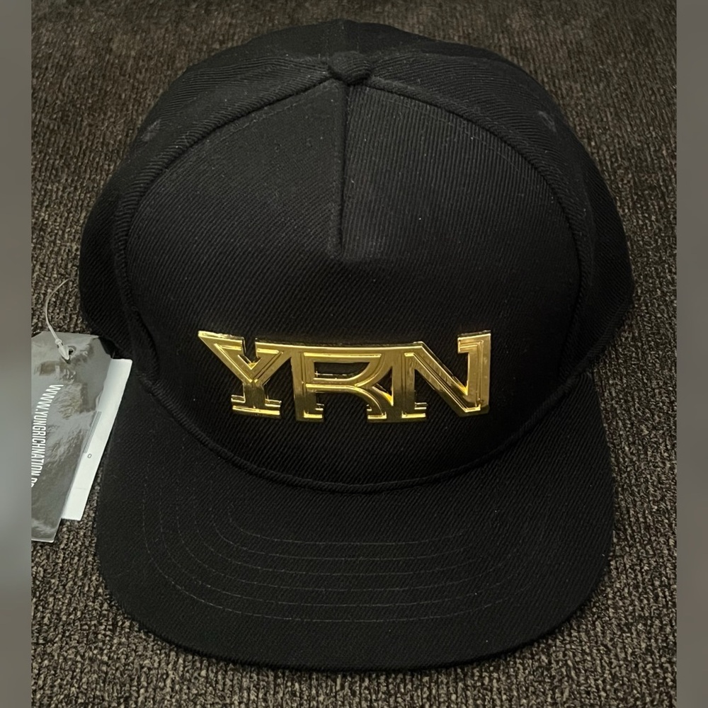 Migos YRN Gold Logo Black Color Snapback Cap Men’s One Size